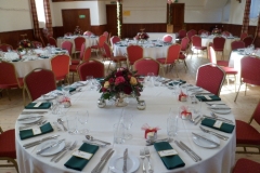 The hall ready for a wedding reception